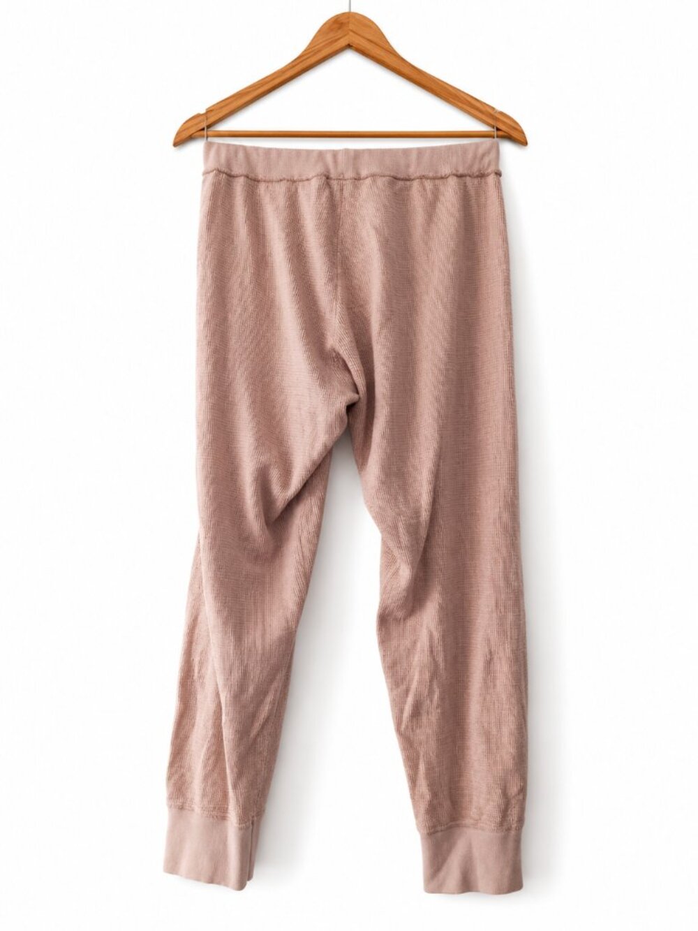 Varley Alice Praline Ivory Cotton Knit Sweatpants Elastic Waist Ribbed Cuff L - Picture 2 of 6